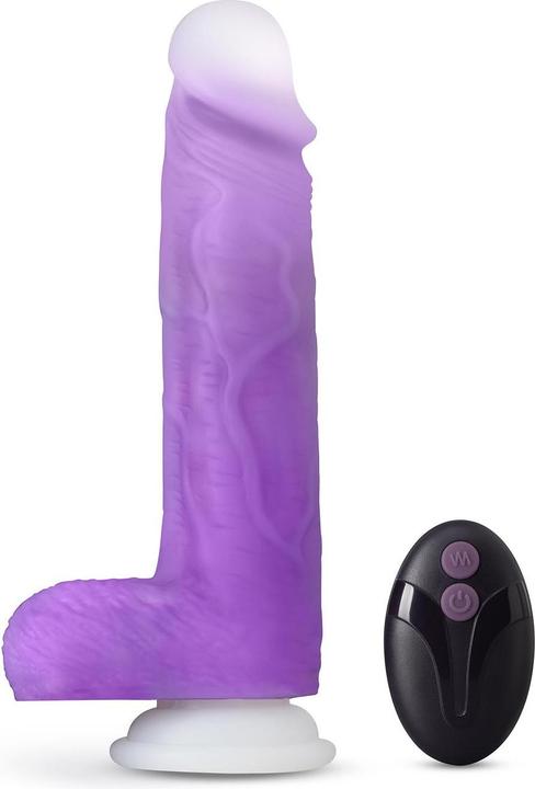 Actual product image Blush Neo Elite Encore 8 Inch Vibrating Dual Density Ultrasilk Silicone Dildo - Remote Control - Suc