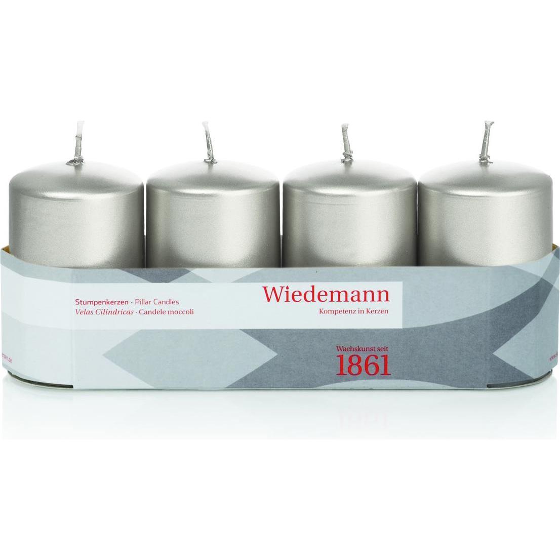 Wiedemann, Kerzen, Kerze Stumpen 4er Packung silber (4 Stk.)