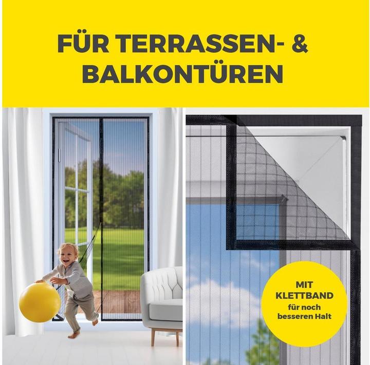 Produktbild Easymaxx Moskitonetz 100 x 210 cm Magic Klick, Schwarz (100 x 210 cm)