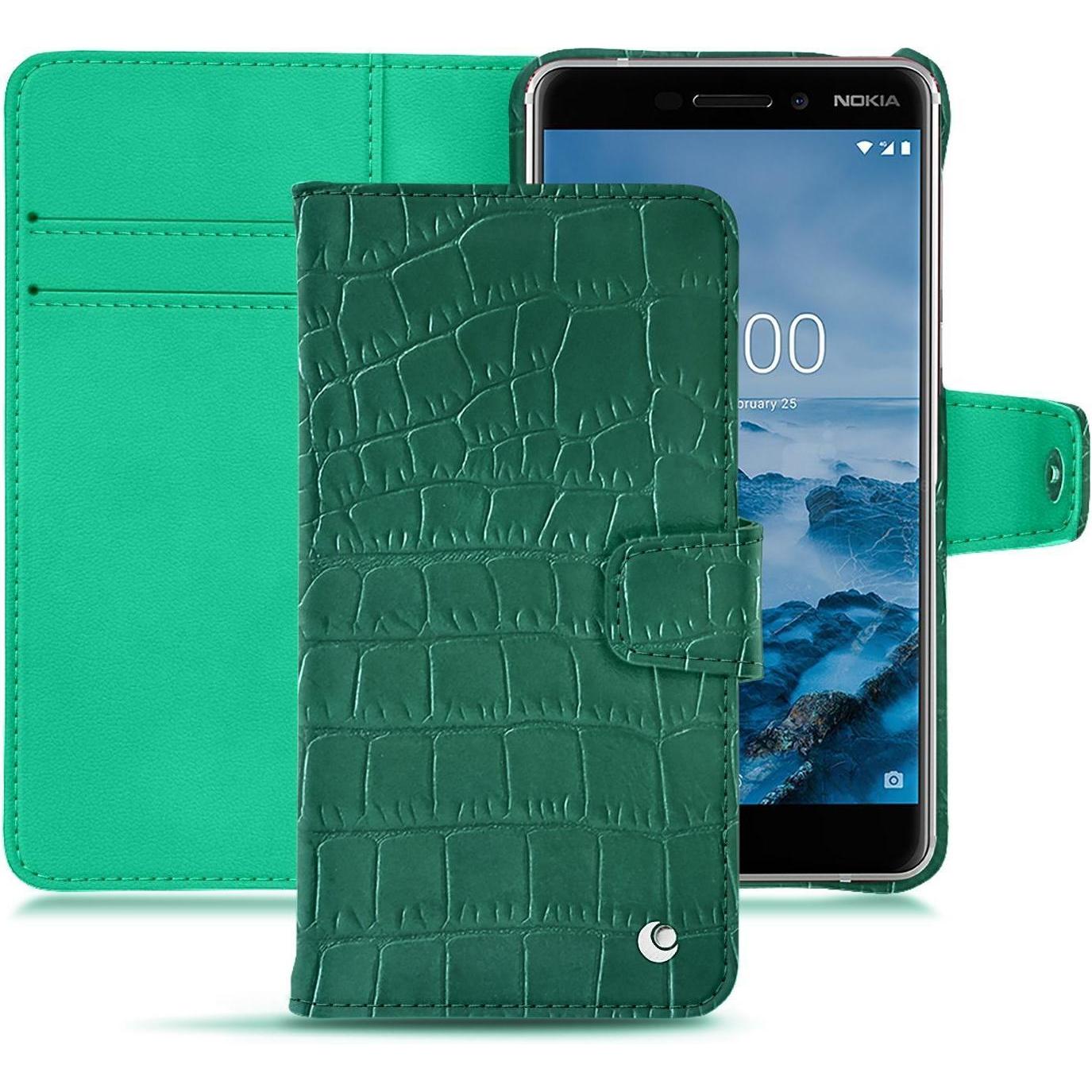 Noreve Lederschutzhülle Wallet (Nokia 6 (2018)), Smartphone Hülle, Grün