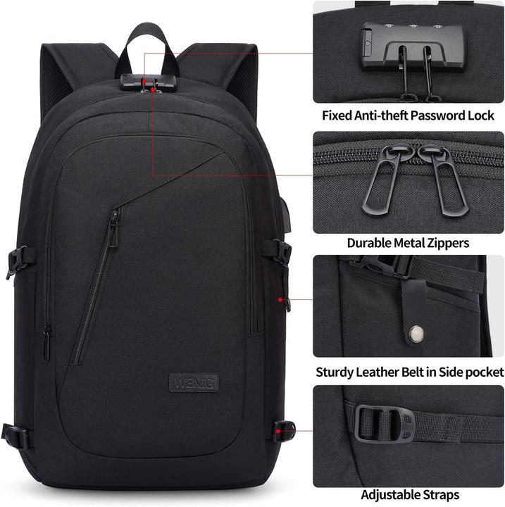 Actual product image Wenig Laptop-Rucksack mit USB-Port, Gepäckgurt