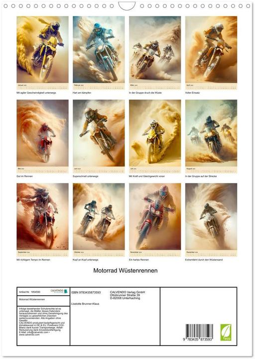Produktbild Motorrad Wüstenrennen (Wandkalender 2025 DIN A3 hoch), Monatskalender (A3)