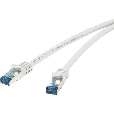 Renkforce RJ45 Netzwerk Anschlusskabel CAT 6a S/FTP 0.25 m Grau mit Rastnasenschutz, Flammwidrig (S/FTP, CAT6a, 0.25 m),...