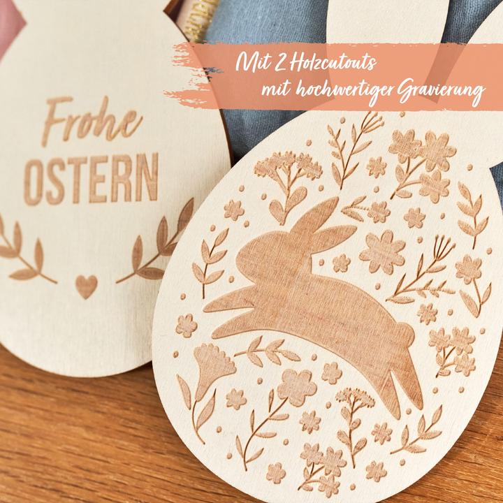 Immagine prodotto Papierdrachen 2 sacchetti di Pasqua in mussola con ritagli di legno Set 02 (Borsa da regalo, 2 x)