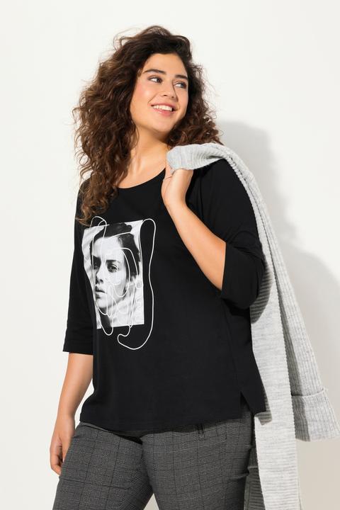 Actual product image Ulla Popken Face 3/4 Sleeve Graphic Tee (46, 48)