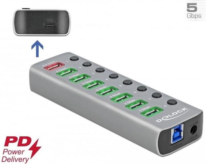 Produktbild Delock USB 3.2 Hub (USB-B, 9 Ports)