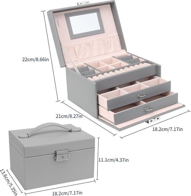 Produktbild Only-Bags.Store Schmuckkästchen, Schmuckkästchen mit Schubladen für Damen Mädchen, PU Leder Schmuckkästchen