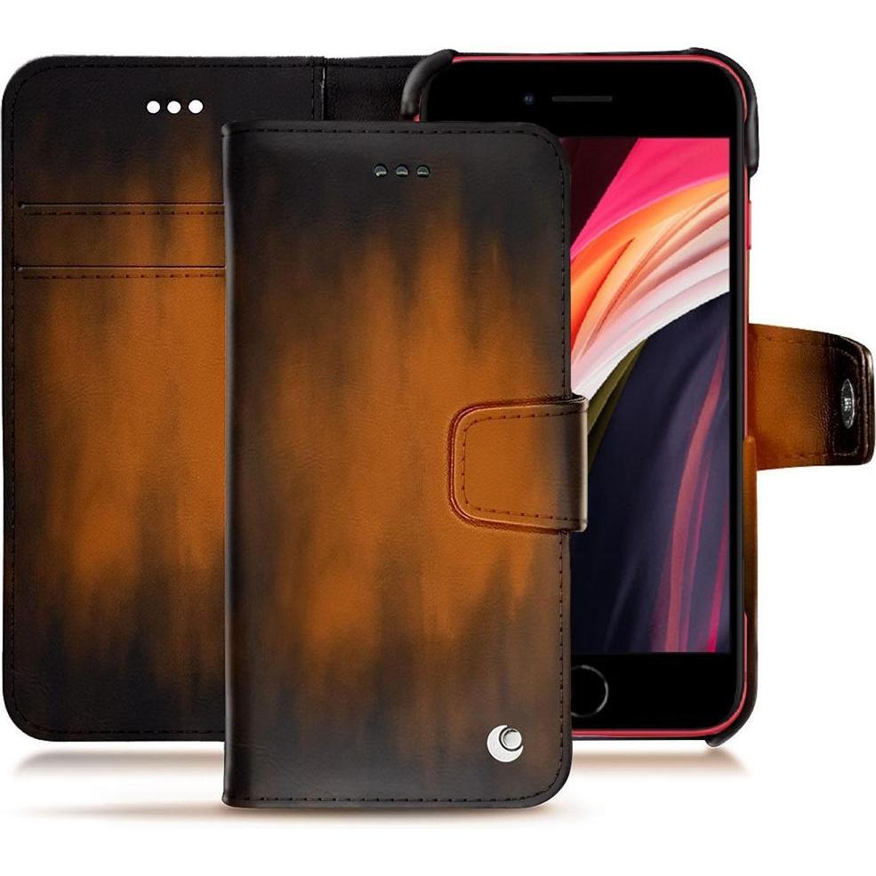 Noreve Lederschutzhülle Wallet (Apple iPhone SE (2nd Gen), Apple iPhone SE (3rd Gen)), Smartphone Hülle, Braun