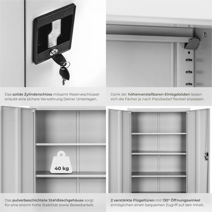Image du produit tectake Armoire de classement (180 x 80 x 40 cm)
