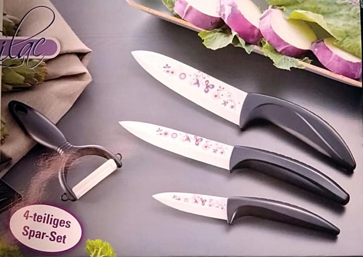 Produktbild Esmeyer Keramikmesser Set: 3 Küchenmesser, 1 Sparschäler (7.60 cm)