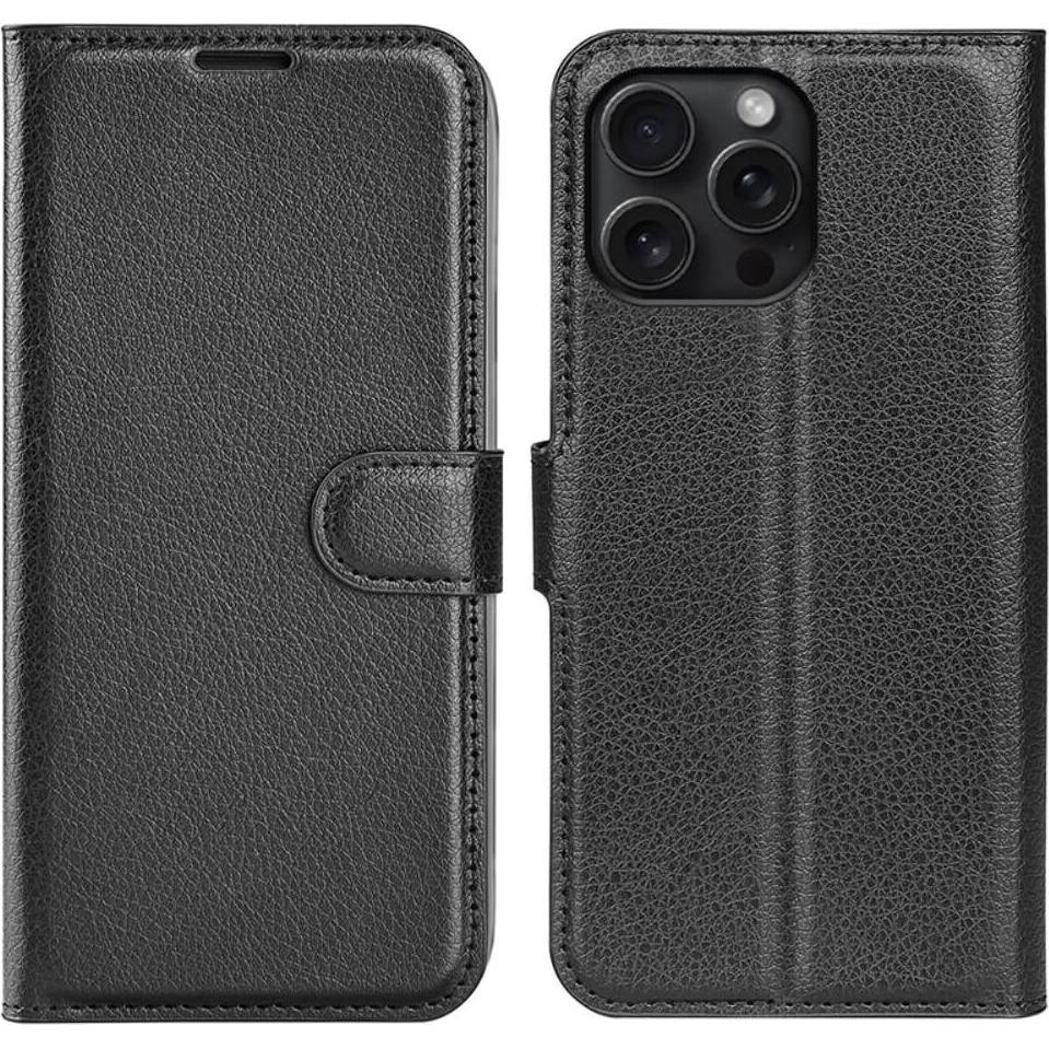 Cover-Discount iPhone 16 Pro Max - Leder Etui Hülle (Apple iPhone 16 Pro Max), Smartphone Hülle, Schwarz