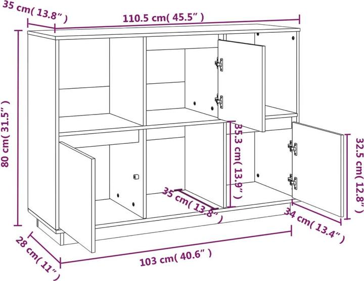 Image du produit vidaXL Sideboard (110.50 x 110.50 x 80 cm)