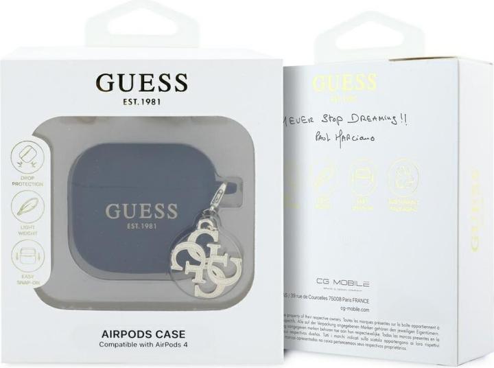 Productafbeelding Guess Hoesje voor AirPods 4 Silicone 4G Bedeltje Zwart (Hoofdtelefoon hoes)