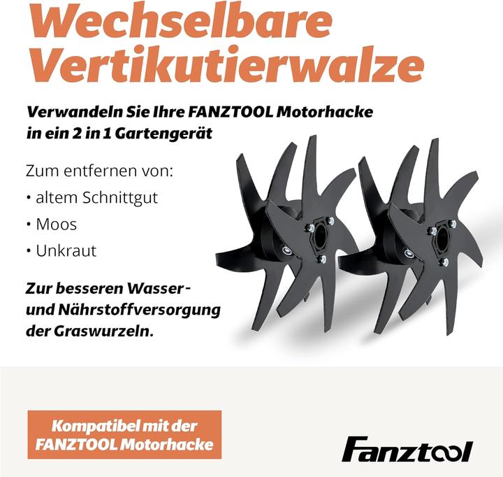 Immagine prodotto Fanztool Vertikutierer Aufsatz für elektrische Bodenhacke (Arieggiatore, Attacco per macchine da giardino)