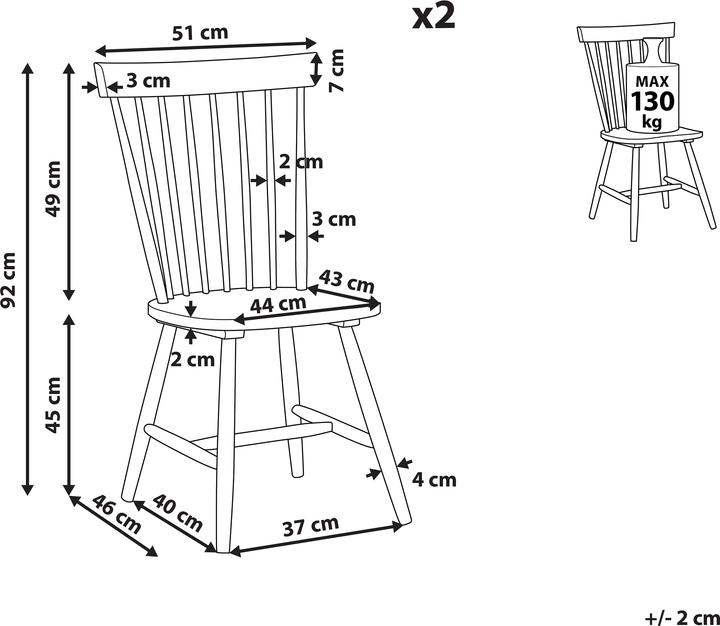 Image du produit Beliani Esszimmerstuhl Gummibaumholz schwarz 2er Set BURGES
