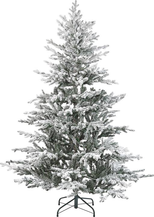 Produktbild Beliani Künstlicher Weihnachtsbaum mit LED Beleuchtung schneebedeckt 180 cm weiss BRISCO (180 cm)