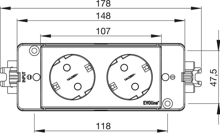 Produktbild Evoline Express Typ 910 Steckdosenleiste 2x Steckdose, schwarz (2 x)