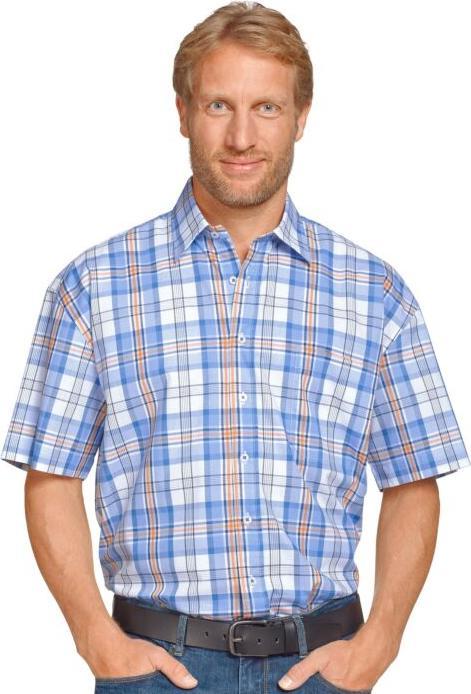Immagine prodotto Explorer Herren Kurzarmhemd «Kariert», mit Brusttasche hellblau (M)