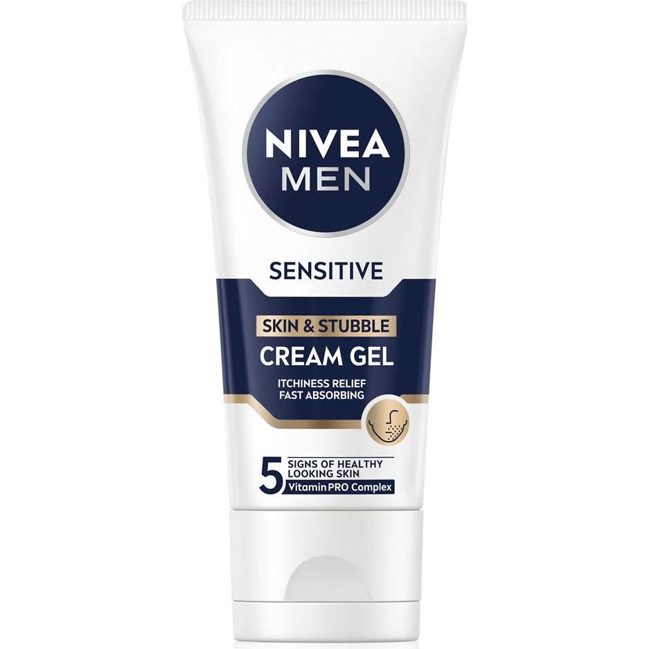 NIVEA MEN, Crema viso, Gel crema per pelle sensibile e barba sensibile (Skin & Stubble Cream Gel) 50 ml (50 ml, Gel viso)