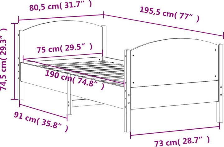 Immagine prodotto vidaXL Bettgestell (90 x 190 cm)