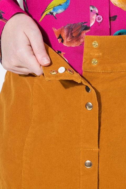 Actual product image Ulla Popken Cordrock, Druckknopfleiste, A-Linie, Stretchkomfort (54)