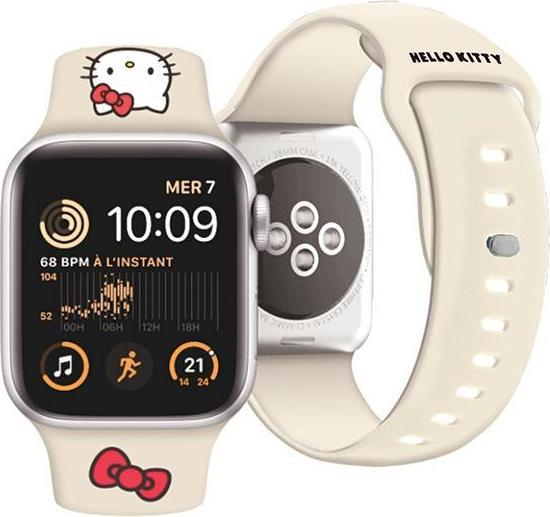 Produktbild Hello Kitty Pasek HKAWMSCHBLE Apple Watch 38/40/41mm beżowy/beige strap Silicone Kitty Head (40 mm, Silikon, Edelstahl, Kunststoff)