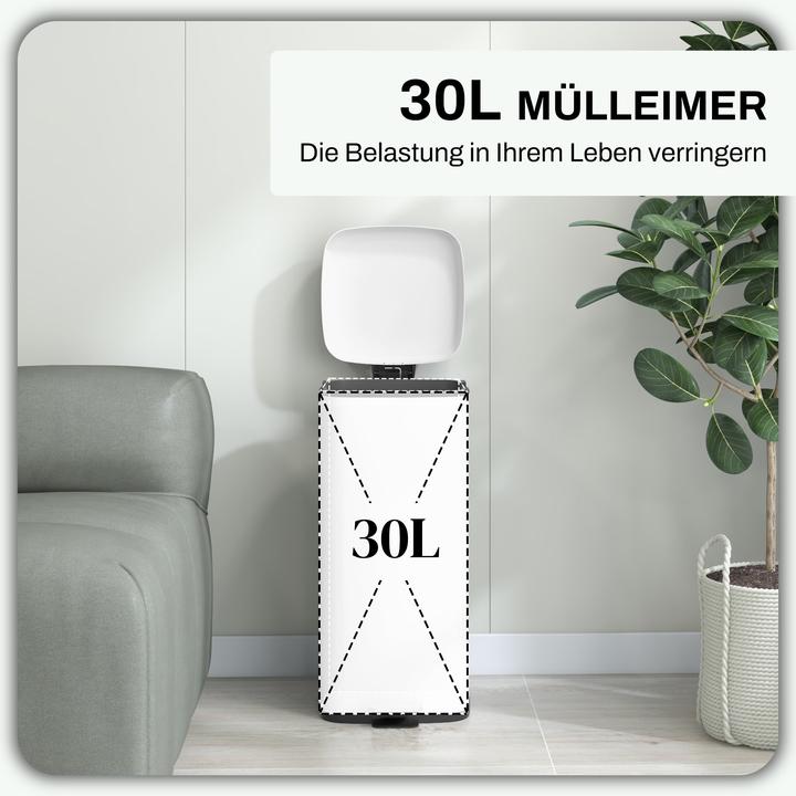Produktbild Homcom Mülleimer Metall, Kunststoff Weiss (30 l)