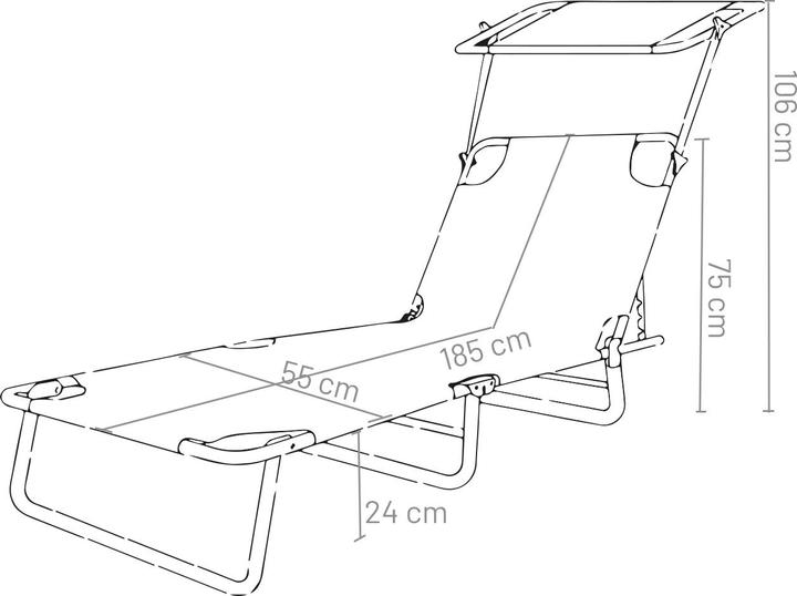 Actual product image VCM Sun lounger deck chair with sun canopy (185 cm)