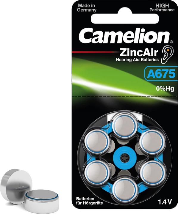 Immagine prodotto Camelion A675 - Batteria usa e getta - PR44 - Zinco-aria - 1,4 V - 6 pezzi - Argento (5 pz., PR44, 620 mAh)