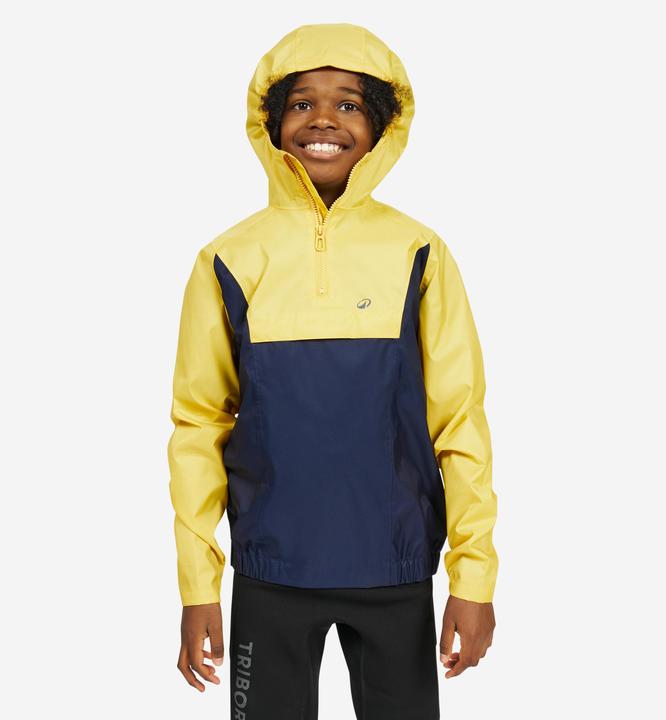 Actual product image Tribord Spray top sailing/kayak kids windproof - Sailing 100 yellow/navy blue