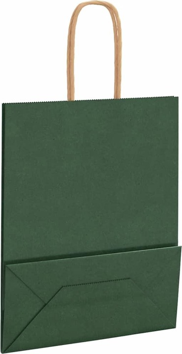 Produktbild VidaXL Kraftpapiertüten 250 Stk. mit Henkel Grün 18x8x22 cm Papiertüte (Geschenktüte, 250 x)