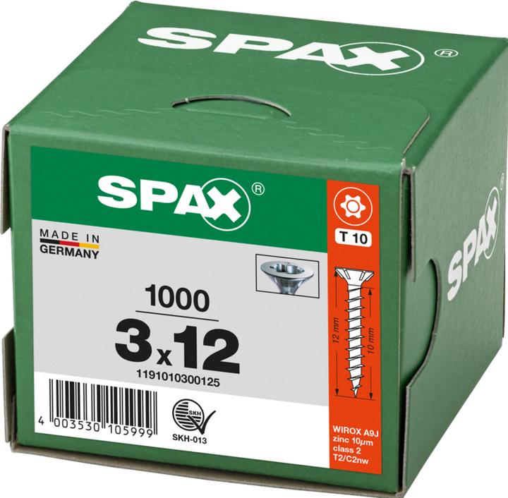 Produktbild Spax Spanplattenschrauben SK T10 3,0x12 mm (1000 Schrauben pro Stück)