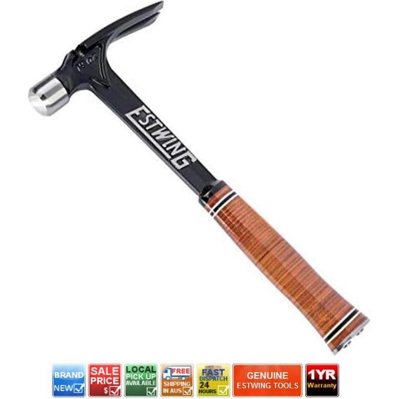 Martello Estwing E15S Martello Geologo Ultra - 425g Con Manico In Pelle E Estrazione Chiodi Magnetica Attrezzi Forgiati Un Pezzo Avviatore Magnetico Per Chiodi