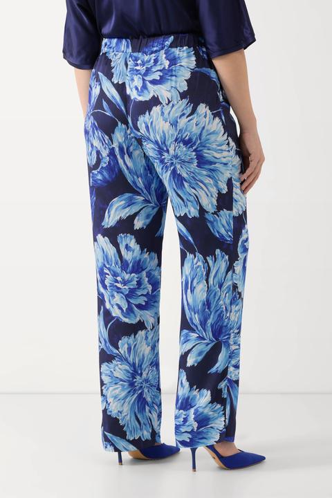 Actual product image Ulla Popken Floral Satin Elastic Waist Pants (46)