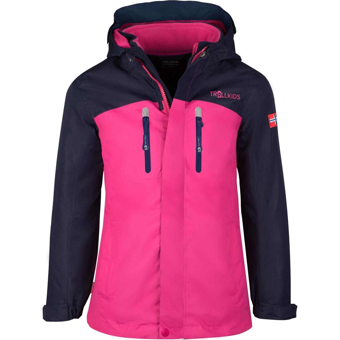Trollkids, Mädchen, Jacke, Girl's Bryggen 3in1 Jacket (116), Blau, Rosa, 116