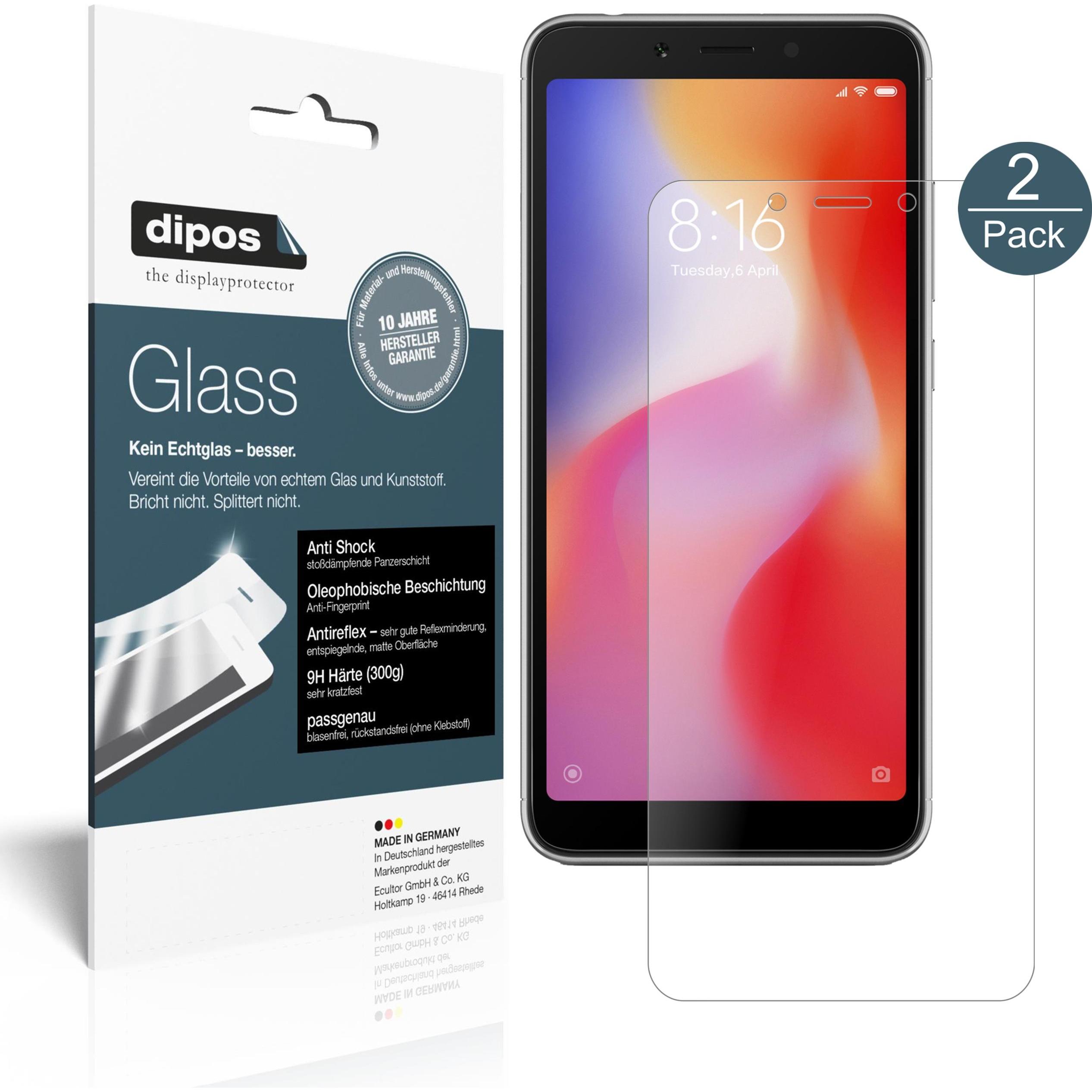 Dipos Displayschutz Anti-Shock (2 Stück, Xiaomi Redmi 6A), Smartphone Schutzfolie, Transparent