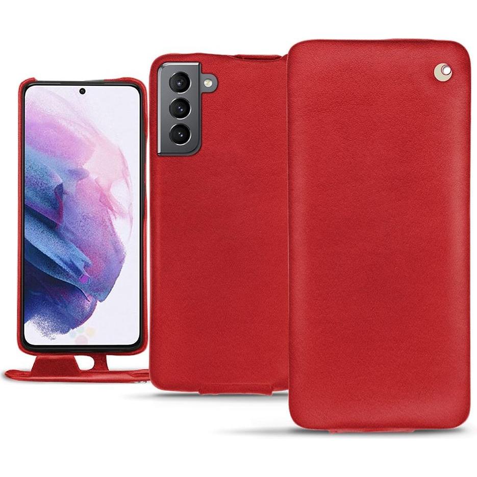Noreve Lederschutzhülle vertikal (Samsung Galaxy S21), Smartphone Hülle, Rot