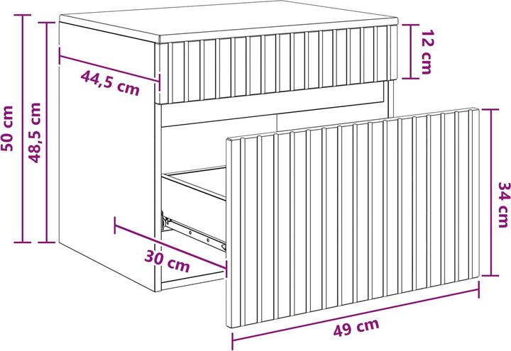 Produktbild vidaXL Badezimmerschrank (44.50 x 59 x 50 cm)