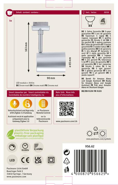 Produktbild Paulmann URail Spot Luxe Zigbee (350 lm, GU10)