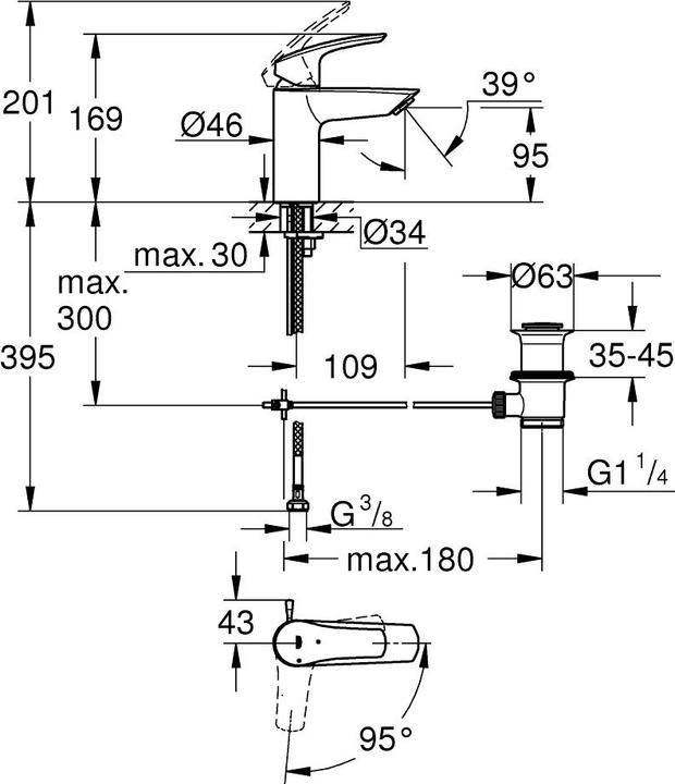Actual product image Grohe EH-WTbatt EUROSMART 1/2inch, S-Size chrome