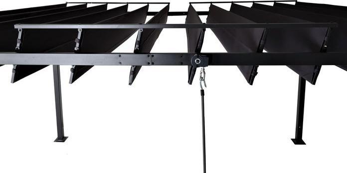 Produktbild Mendler Pergola HWC-L40, Lamellen-Pavillon, 8cm-Alu-Gestell Stoff/Textil, 3x4m anthrazit (388 cm, 295 cm)