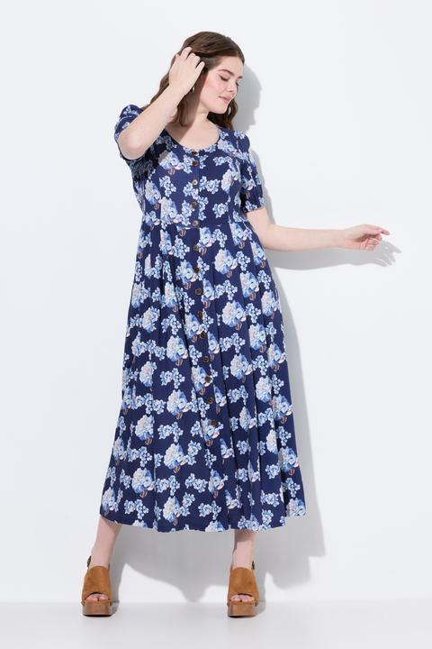 Produktbild Ulla Popken Leinenmix-Maxikleid, Rundhals, Halbarm, Taschen (42, 44)