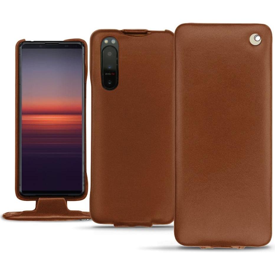 Noreve Lederschutzhülle vertikal (Sony Xperia 5 II), Smartphone Hülle, Braun