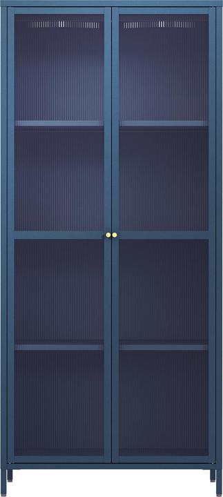 Actual product image En.Casa Display cabinet Säkylä steel 180x80x35 cm navy blue (180 x 80 x 35 cm)