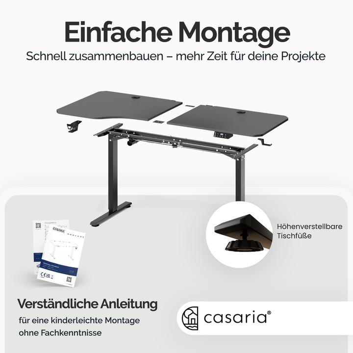 Actual product image Casaria Desk with adjustable height (160 x 75 x 118 cm)