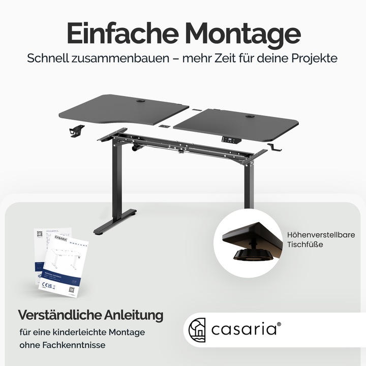 Produktbild Casaria Höhenverstellbarer Schreibtisch (160 x 75 x 118 cm)