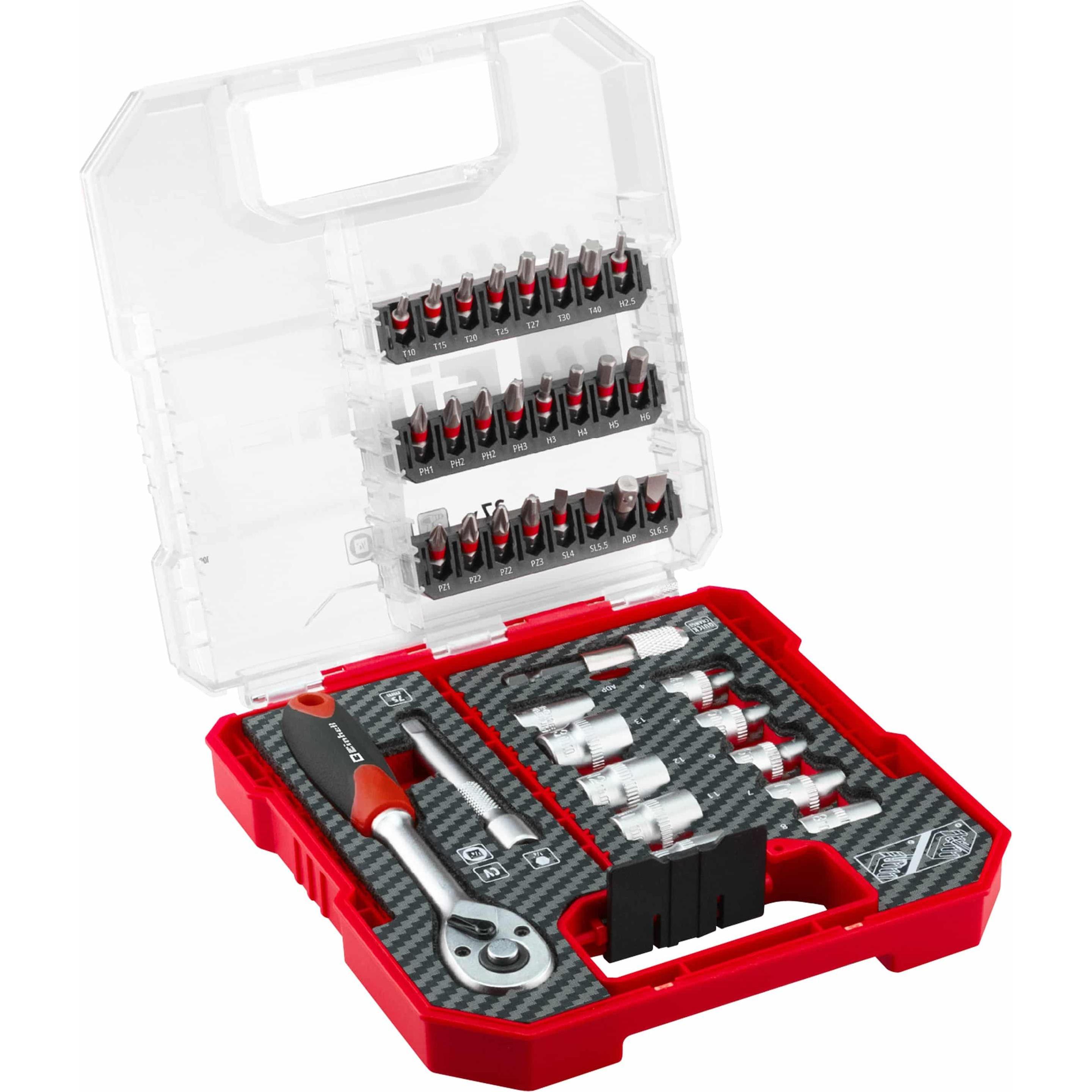 Einhell, Steckschlüssel + Stecknuss, Steckschlüssel-Bit-Einsatz-Set 1/4" 37teilig 109022 (13 mm, 11 mm, 8 mm, 7 mm, 5 mm...