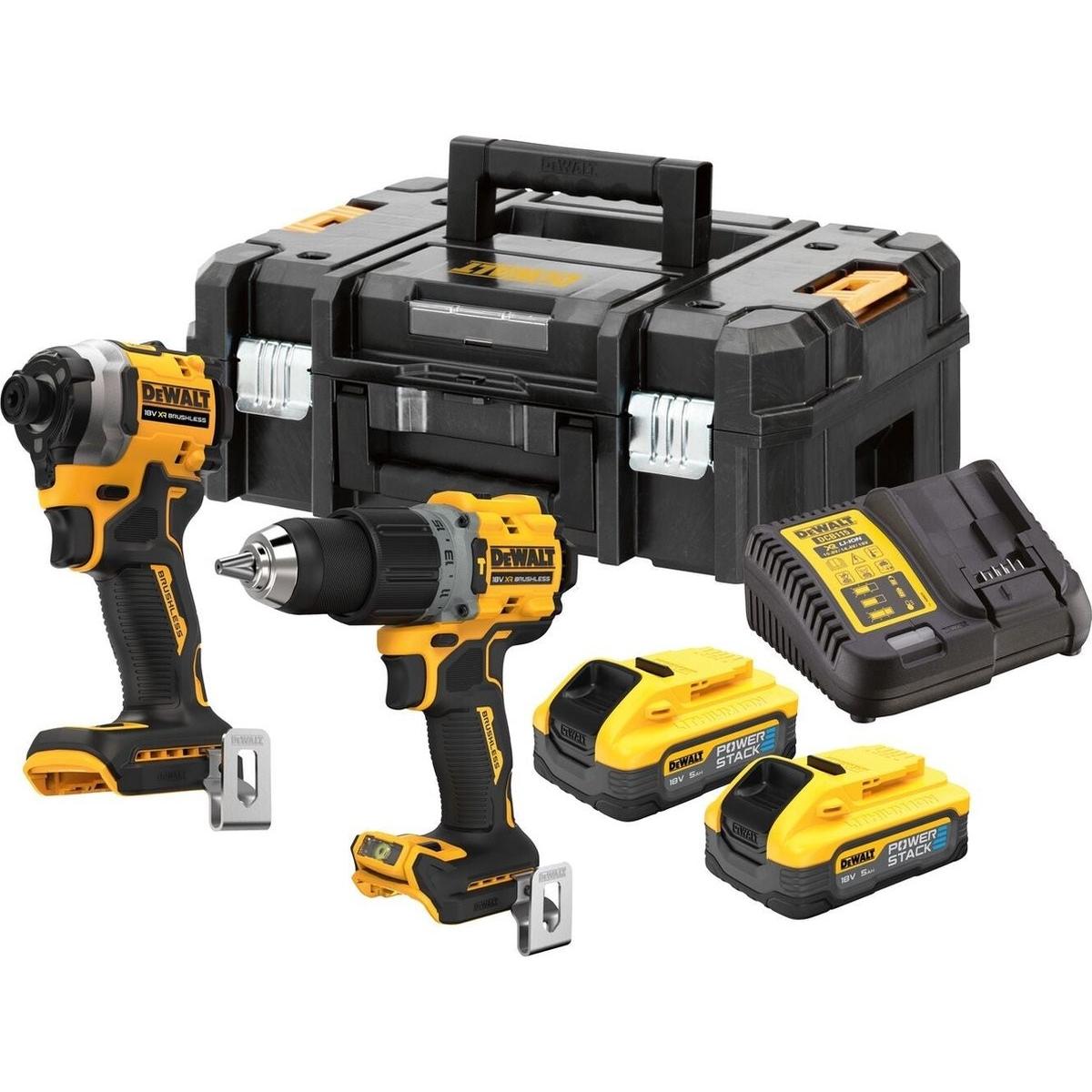 DeWalt, Trapano + Avvitatore a batteria, DEVALTAS. COMBO KOMPLEKTAS 18V SMOGTUVĄ DCD805 + POSŪKIO KAMPĄ DCF850 2x5,0Ah POWERSTACK DCK2050H2T