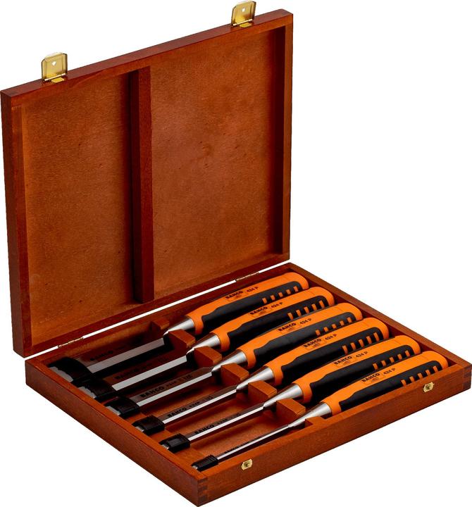 Bahco Stechbeitelsatz mit gummiertem Griff 6-32 mm - 6-teilig/Holzkiste (32 mm)