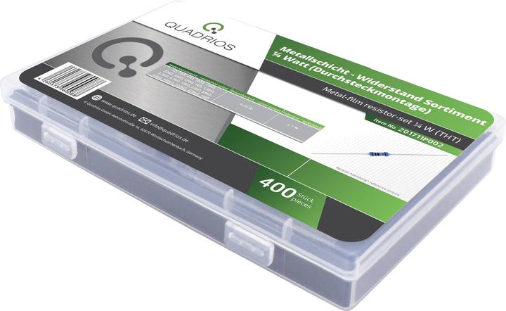 Produktbild Quadrios 201711P002 Metallschicht-Widerstand Sortiment axial bedrahtet 0.25 W 1 % 400 St.